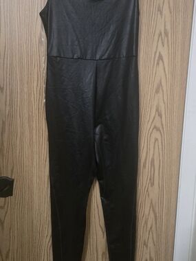 wild fable Black Faux Leather Jumpsuit